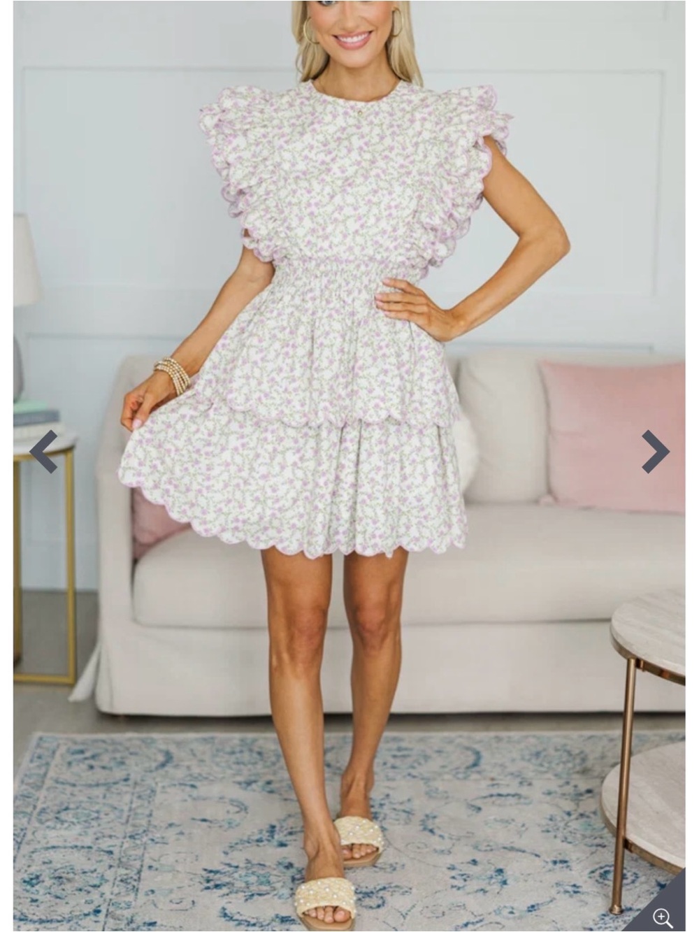 Women's Lavender Floral Ruffle Tiered Mini Dress NURSING COLLECTION